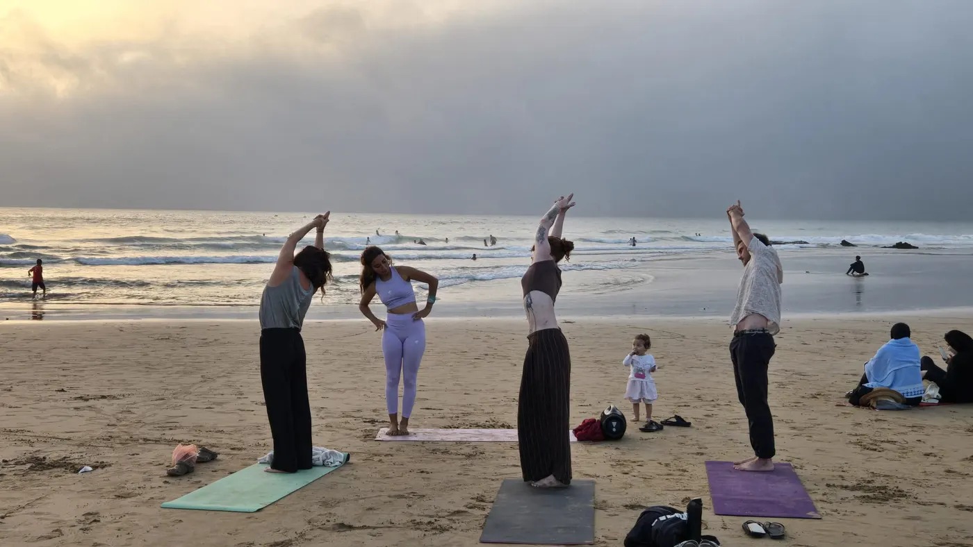 Cours au coucher du soleil